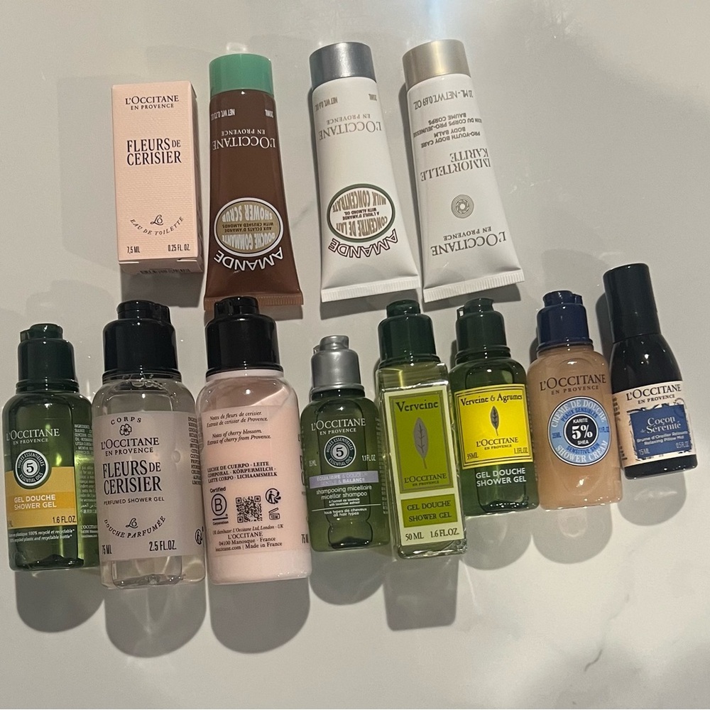 L'OCCITANE 12 USEFUL ITEMS TRAVEL SIZE IN ONE BUNDLE.